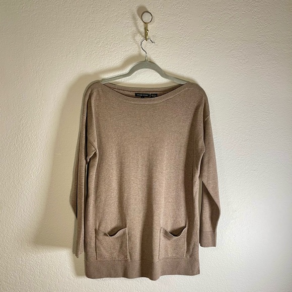 JEANNE PIERRE Sweaters - JEANNE PIERRE Women's Tan Boat Neck Sweater SzL 100% Cotton